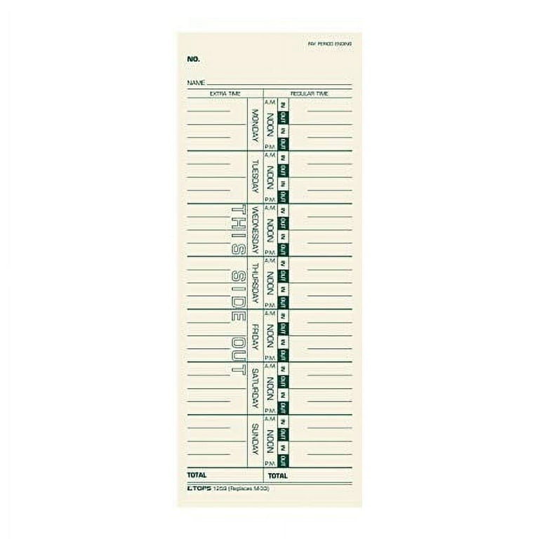 Time Clock Cards, Replacement for M-33, One Side, 3.5 x 9, 500/Box