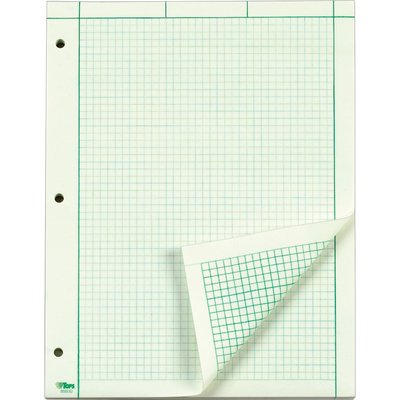 TOPS-1PK Engineering Computation Pads, Cross-Section Quadrille Rule (5 Sq/In, 1 Sq/In), Green Cover, 100 Gree