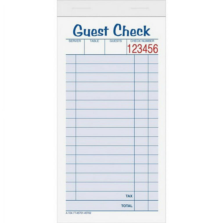 TOPS 2-part Carbonless Guest Check Books - 2 Part - 3.37 TOPS 2-part Carbonless Guest Check Books - 2 Part - 3.37