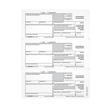 Cardinal Brands 2986503 2024 1099-nec Copy 1 Or 2 Laser/inkjet Tax Forms, 8.5 X 3.66, 3 Forms/sheet, 150 Forms Total