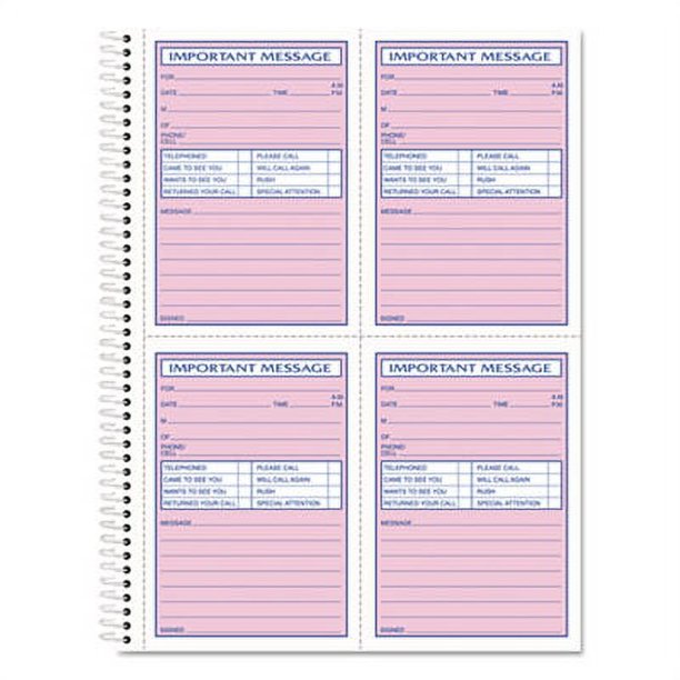 TOPS Telephone Message Book with Fax/Mobile Section, TwoPart