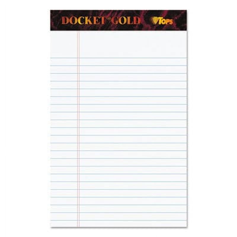 TOPS 63910 Docket Ruled Perforated Pads, Legal/Wide, 5 x 8, White, 50 Sheets, Dozen