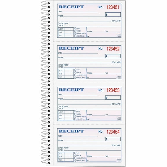 TOPS, Carbonless 2-Part Money Receipt Book, 200 / Each, Canary, White, TOP4161