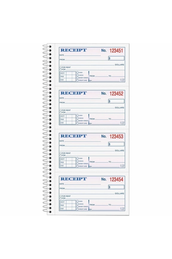 , Carbonless 2-Part Money Receipt Book, 200 / Each, Canary, White, TOP4161