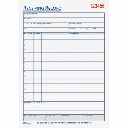 TOPS Carbonless Receiving Record Forms