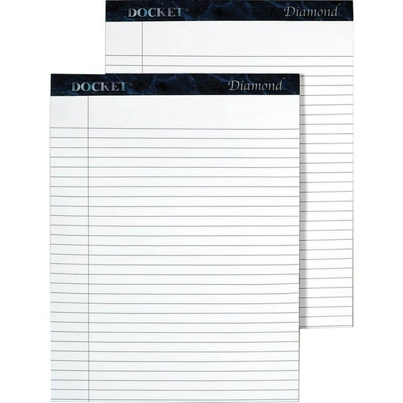 TOPS Docket Diamond Notepads - 50 Sheets - Watermark - Double Stitched - 0.34" Ruled - 24 lb Basis Weight - 8 1by2" x 11