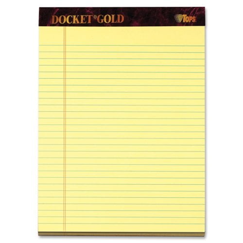 TOPS Docket Gold Legal Pads - Letter - 50 Sheets - Double Stitched - 0.34" Ruled - 20 lb Basis Weight - Letter