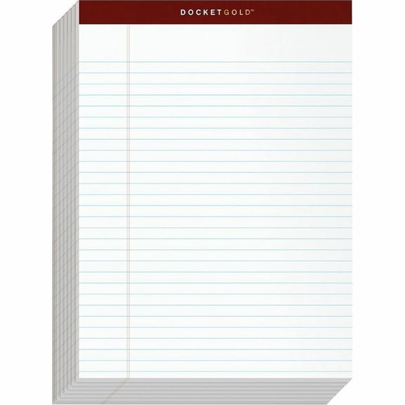 TOPS Docket Gold Writing Pads, 8-1/2 x 11-3/4, Legal Rule, 50 Sheets, 12 Pack
