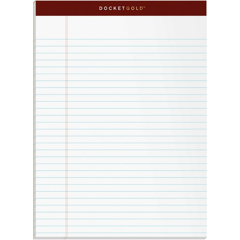 Docket Gold Ruled Perforated Pads, Wide/Legal Rule, 50 White 8.5 x 11.75 Sheets, 12/Pack Docket Gold Ruled Perforated Pads, Wide/Legal Rule, 50 White 8.5 x 11.75 Sheets, 12/Pack