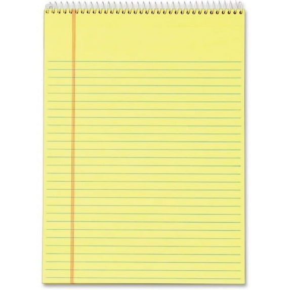 TOPS Docket Perforated Wirebound Legal Pads - Letter 70 Sheets - Wire Bound - 0.34" Ruled - 16 lb Basis Weight - 8 1/2" x 11" - 11" x 8.5" - Canary Paper - Perforated, Hard Cover, Spiral Lock, Stiff-b