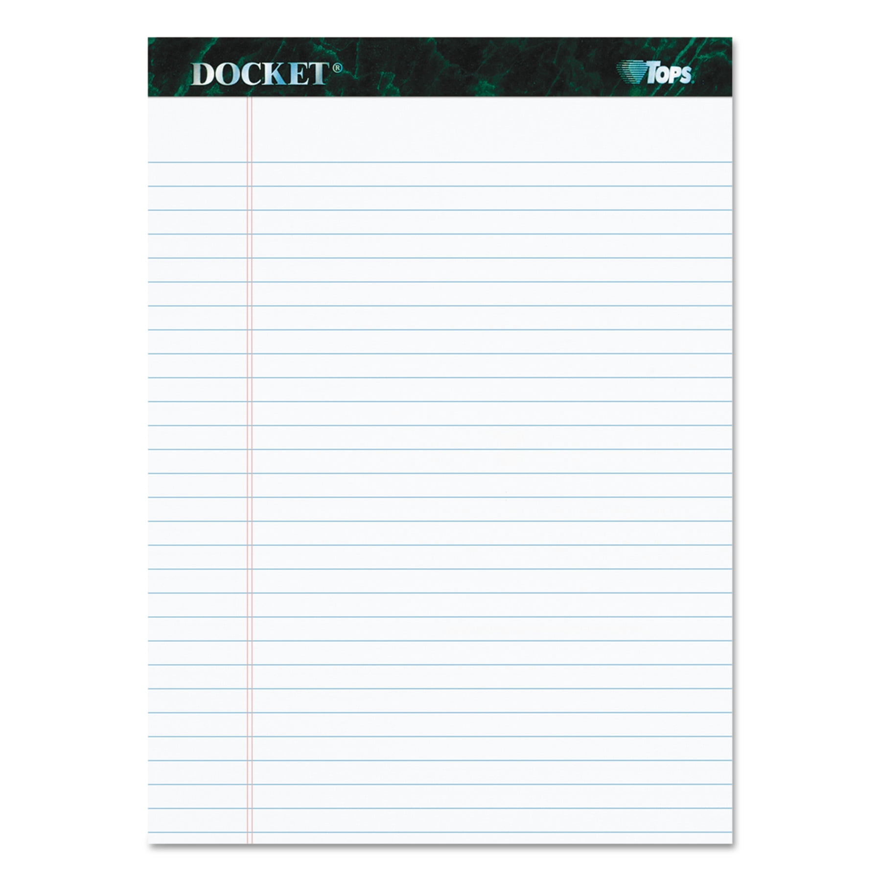 TOPS Docket Ruled Perforated Pads, 8 1/2 x 11 3/4, White, 50 Sheets, Dozen