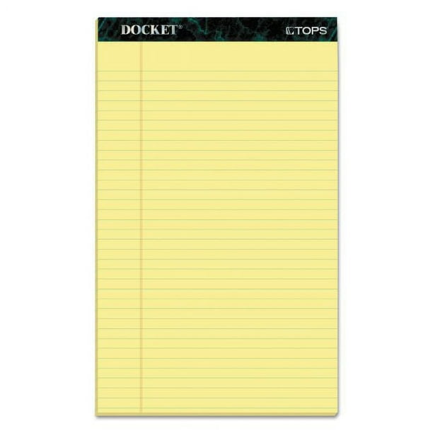 Docket Ruled Perforated Pads, Wide/Legal Rule, 50 Canary-Yellow 8.5 x 14 Sheets, 12/Pack Docket Ruled Perforated Pads, Wide/Legal Rule, 50 Canary-Yellow 8.5 x 14 Sheets, 12/Pack
