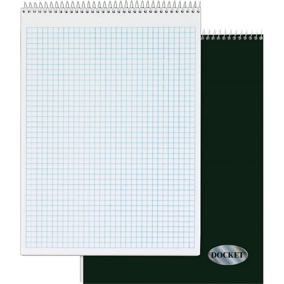 TOPS Docket Top Wire Quadrille Pad - 70 Sheets - Wire Bound - 8 1/2" x 11 3/4" - White Paper - Chipboard Cover - Perforated, Hard Cover - 1 Each | Bundle of 2 Each