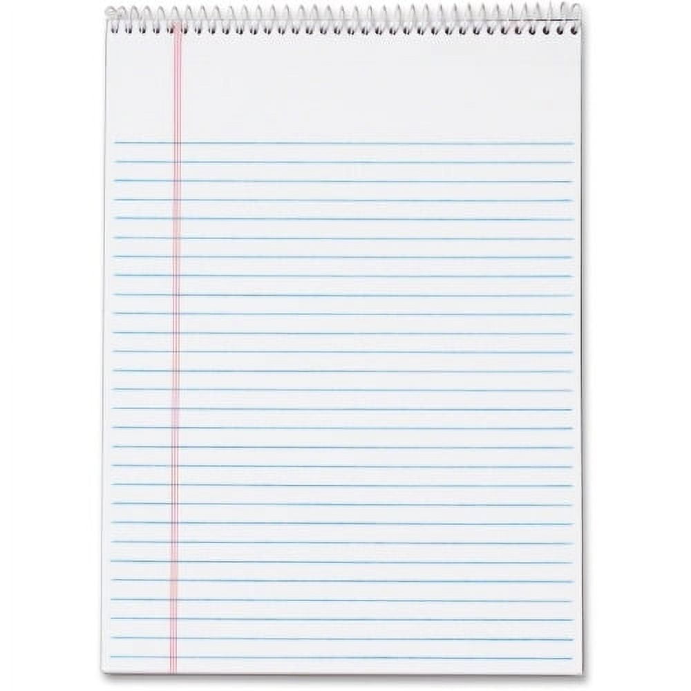 TOPS Docket Wirebound Legal Writing Pads - Letter 70 Sheets - Wire Bound - 0.34" Ruled - 16 lb Basis Weight - 8 1/2" x 11" - 11" x 8.5" - White Paper - Perforated, Hard Cover, Stiff-back, Spiral Lock