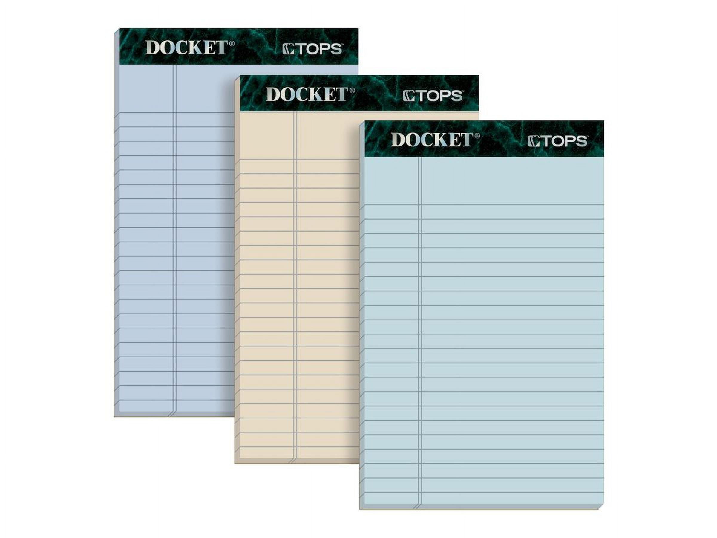 TOPS Docket - Writing pad - sewn-bound - Junior Legal (5 in x 8 in) - 300 sheets / 600 pages (6 x 50) - orchid, ivory, blue - Narrow - hardback - chipboard (pack of 12)