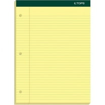 TOPS Double Docket Rigid Back Legal Pads 100 Sheets - Stapled/glu - Ruled - 16 lb Basis Weight - 8 1/2" x 11 3/4" - Canary Paper - Green Binder - Hard Cover, Perforated, Stiff-back, Back Board - 100