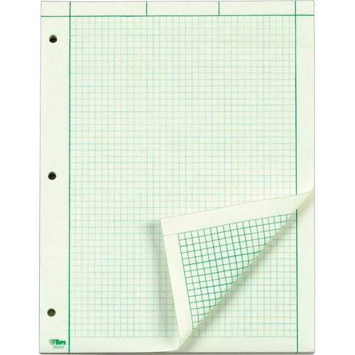 TOPS Engineering Computation Pad, Stapled/Glued, Back Ruling Surface, Ruled Margin, 15 lb Basis Weight, Letter, 8 1/2" x 11" Sheet Size, Green Paper (35500) | 2 Pads