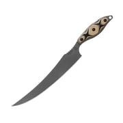 TOPS Knives Filet Knife, 8 tumbled finish 154CM stainless fillet blade, SureTouch black and tan G10 handle