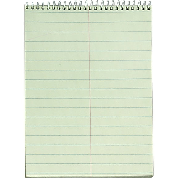 TOPS Green Tint Steno Books 60 Sheets - Wire Bound - Ruled - 6" x 9" - Green Paper - Hardboard Cover - WireLock - 12 / Pack