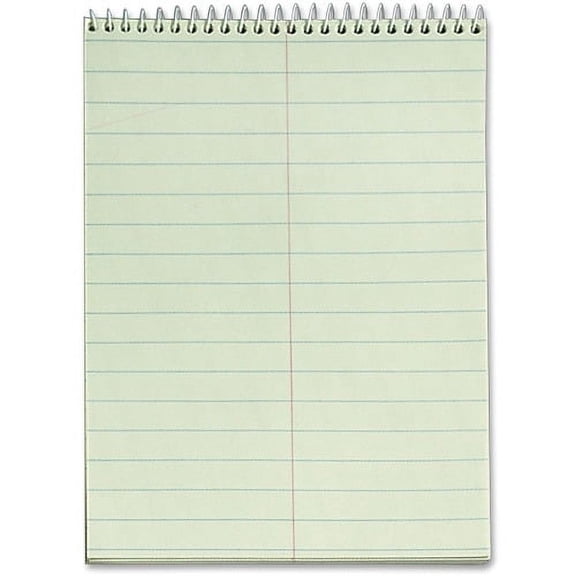TOPS Green Tint Steno Books 60 Sheets - Wire Bound - Ruled - 6" x 9" - Green Paper - Hardboard Cover - WireLock - 12 / Pack