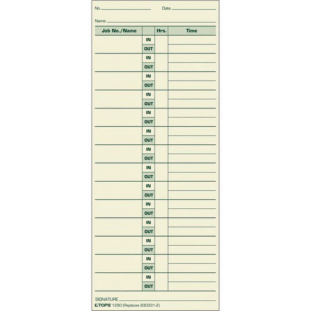 TOPS Job Cards Time Cards - 3.50 TOPS Job Cards Time Cards - 3.50