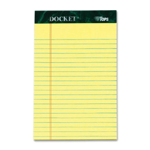 TOPS Jr. Legal Rule Docket Writing Pads - 50 Sheets - Double Stitched - 0.28" Ruled - 16 lb Basis Weight - Jr.Legal - 5"