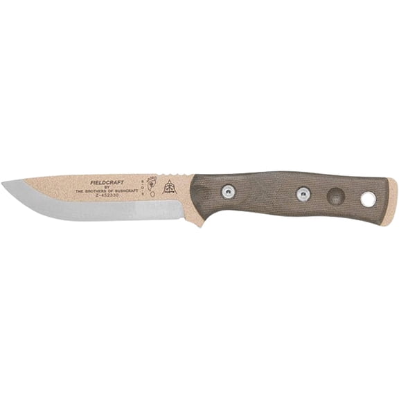 TOPS Knives B.O.B. Fieldcraft Fixed Blade Knife 4.75" Drop Point 1095 Coyote Tan Blade Canvas Micarta Handle Coyote Tan