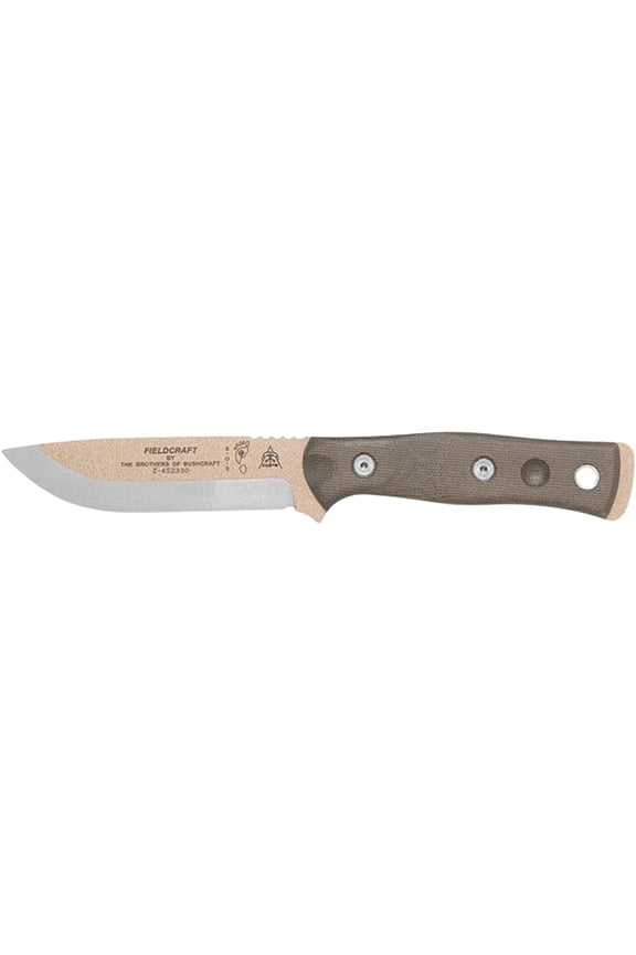 B.O.B. Fieldcraft Fixed Blade Knife 4.75" Drop Point 1095 Coyote Tan Blade Canvas Micarta Handle Coyote Tan