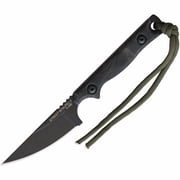 TOPS Knives Street Scalpel 2 Fixed Blade Knife, 3.13in, 1095 Carbon Steel Blade, Black Canvas Micarta Handle
