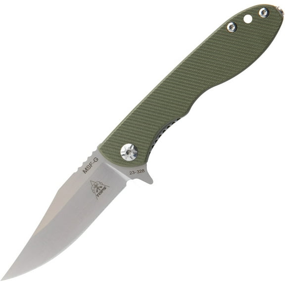 TOPS MSFG-01 MSF 3.25" Satin Elmax Linerlock Green G10 Folding Knife