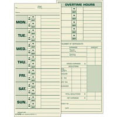 TOPS Numbered Days Time Cards - 3.50 TOPS Numbered Days Time Cards - 3.50