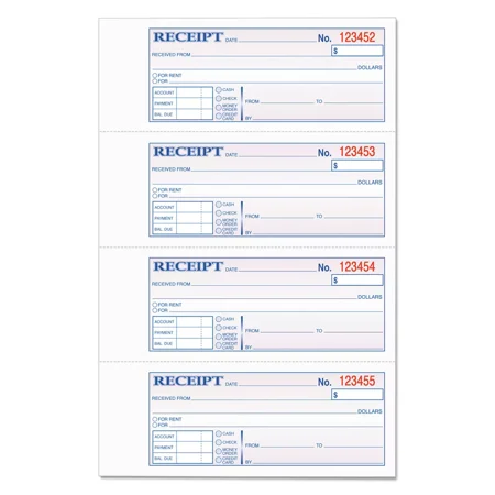 TOPS Money and Rent Receipt Books 2-3/4 x 7 1/8 Two-Part Carbonless 400