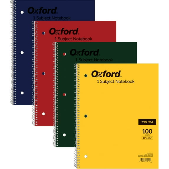 TOPS, OXF25411, Oxford Bright Primary Color Wirebound Notebook - Letter, 1 Each