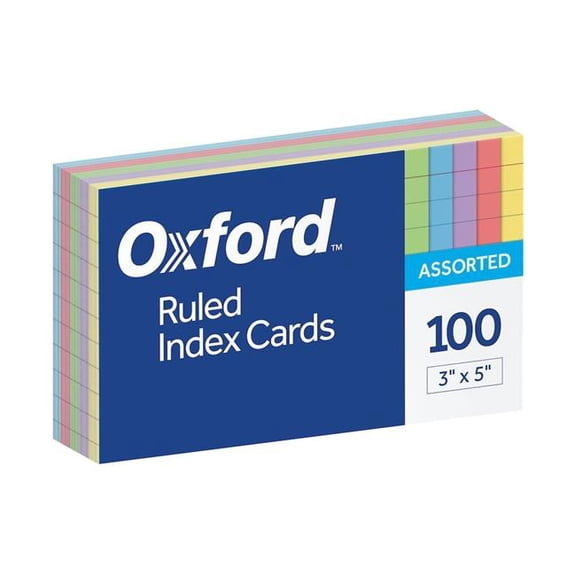 TOPS Products 23-606DPA1 3 x 5 in. Oxford Ruled Color Index Cards, Assorted Color - 100 Per Pack - Pack of 20