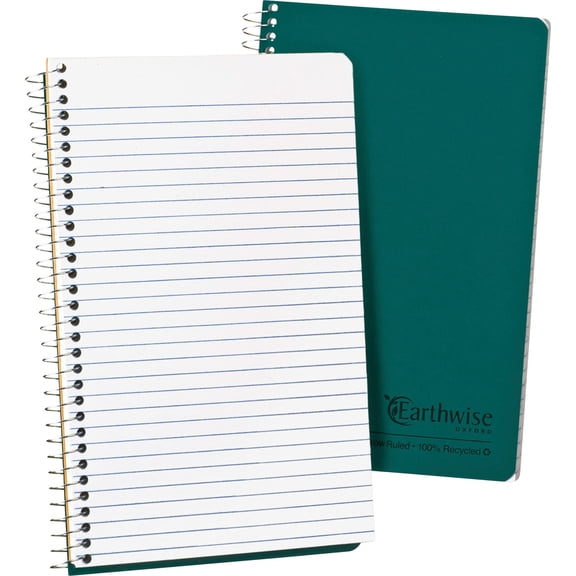 TOPS Products Earthwise Recycled Narrow Rule Writing Notebook, 8 x 5 inch, Green, 80 Pages