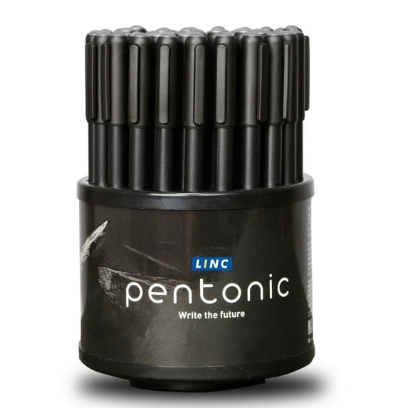 TOPS Products PEN12537 Pentonic 1.0 mm Tip Ballpoint Pens in Pen Organizer, Black - Box of 50 Pens