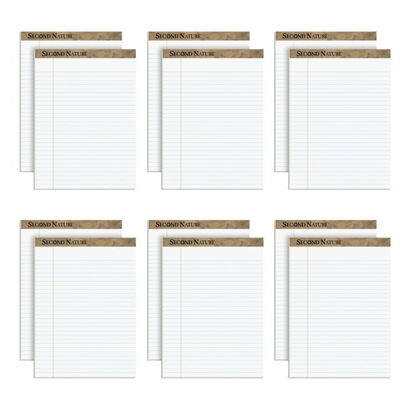 TOPS Second Nature Legal Rule Recycled Writing Pad - 50 Sheets - 0.34" Ruled - Red Margin - 15 lb Basis Weight - 8 1by2"