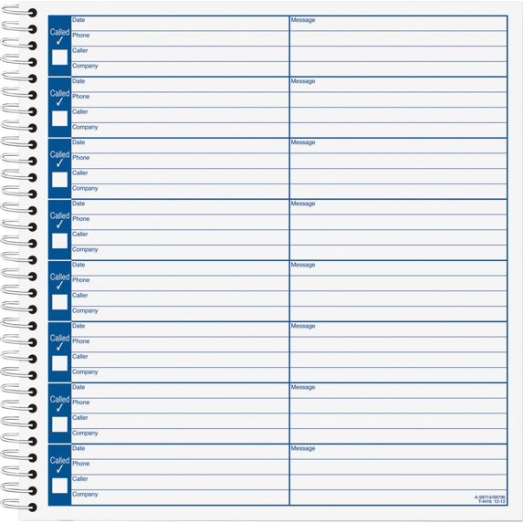 TOPS Spiral Bound Voice Message Log Book