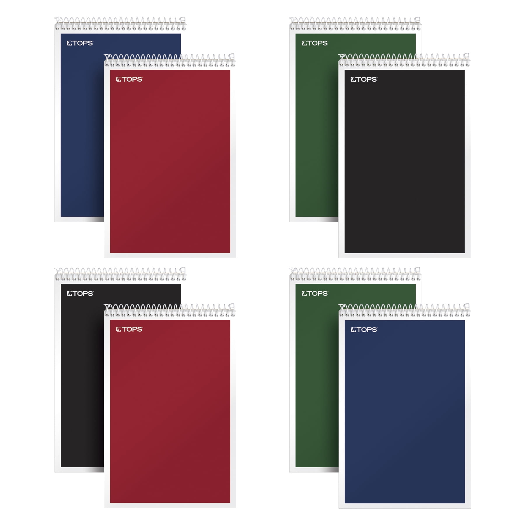 TOPS Spiral Steno Books 8 Pack, 6" x 9", Gregg Rule White Paper