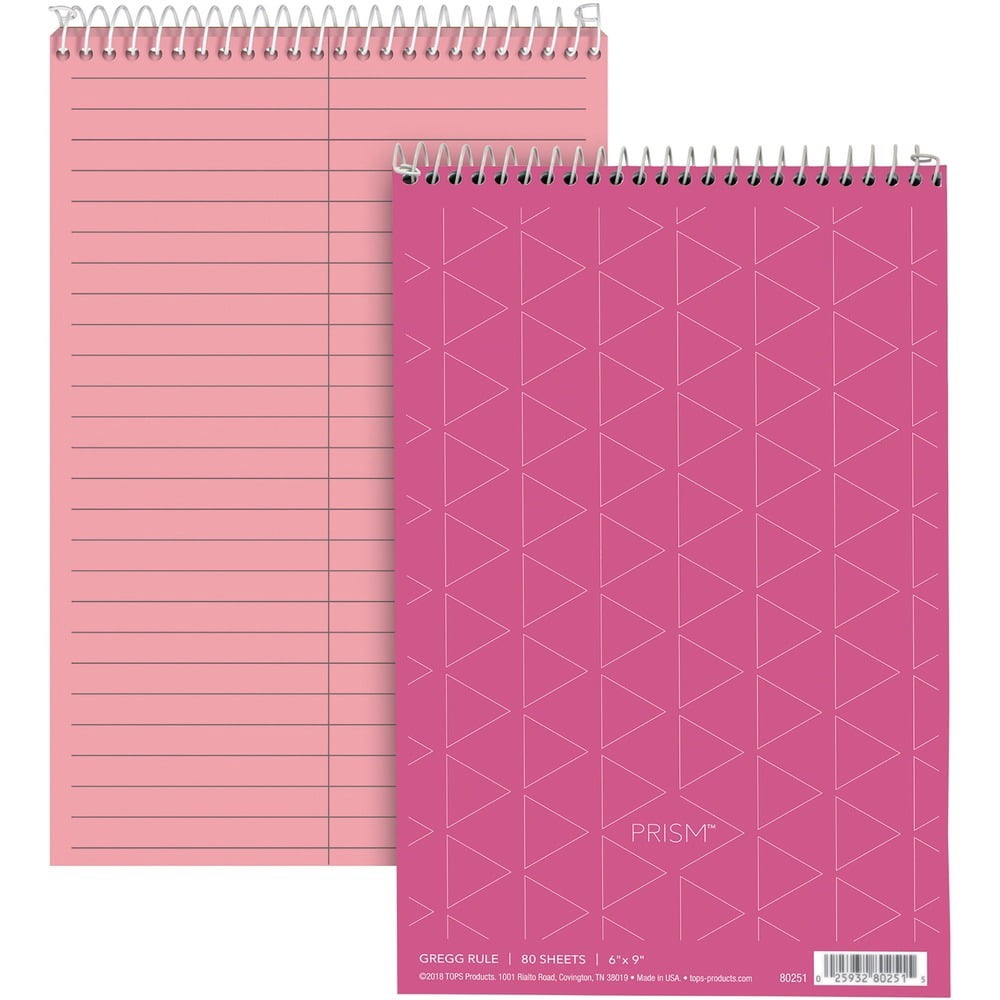 TOPS Spiral Steno Notebook, Gregg Rule, 6" x 9", 80 Sheets, 4 Pads per Pack