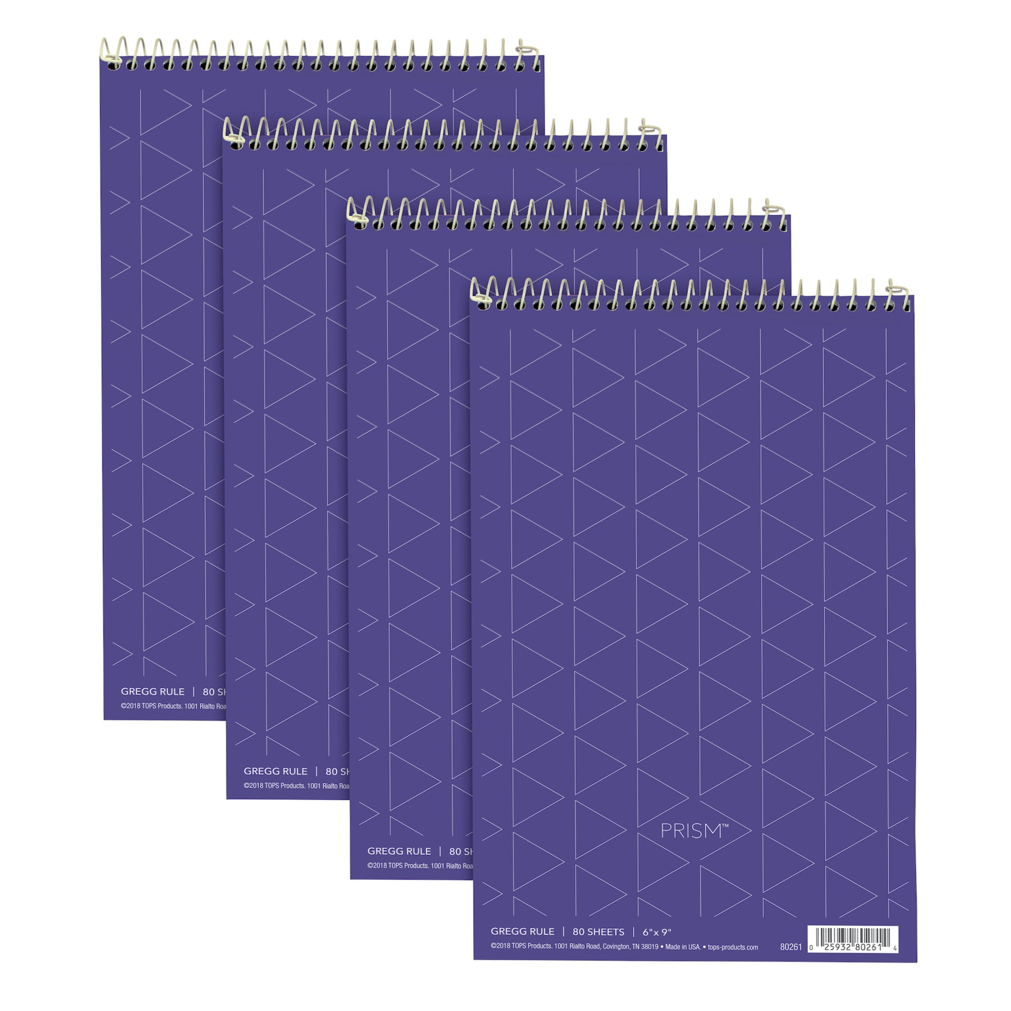 TOPS Spiral Steno Notebook, Gregg Rule, 6" x 9", 80 Sheets, 4 Pads per Pack