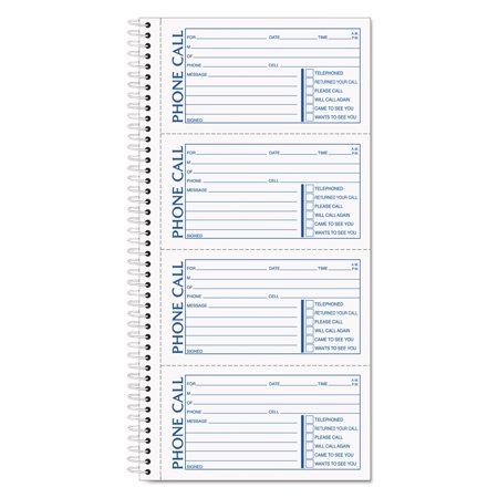 TOPS Spiralbound Message Book 2 3/4 x 5 Two-Part Carbonless 400/Book 4003