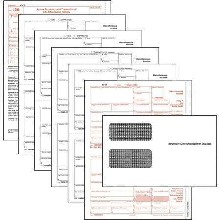 TOPS, TOP22905KIT, 5-part IRS 1099 Misc Laser Forms Tax Kit, 24 / Pack, White