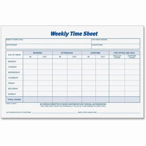 TOPS, TOP30071, Weekly Timesheet Form, 2 / Pack, White