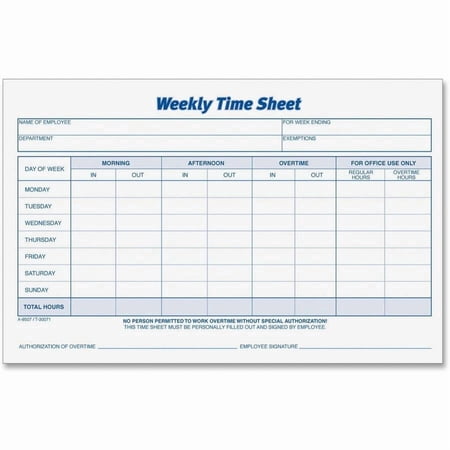 TOPS, TOP30071, Weekly Timesheet Form, 2 / Pack, White