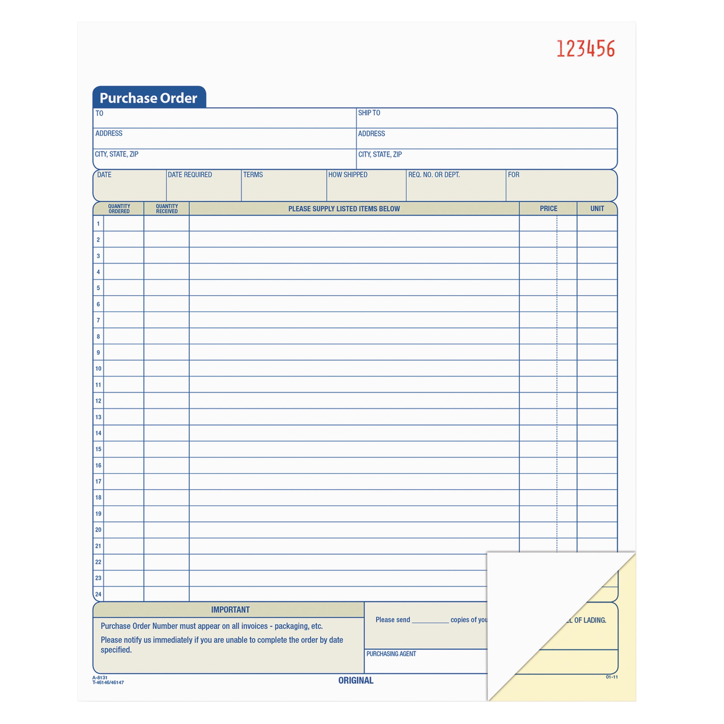 TOPS, TOP46147, Carbonless 3-Part Purchase Order Books, 1 Each TOPS, TOP46147, Carbonless 3-Part Purchase Order Books, 1 Each