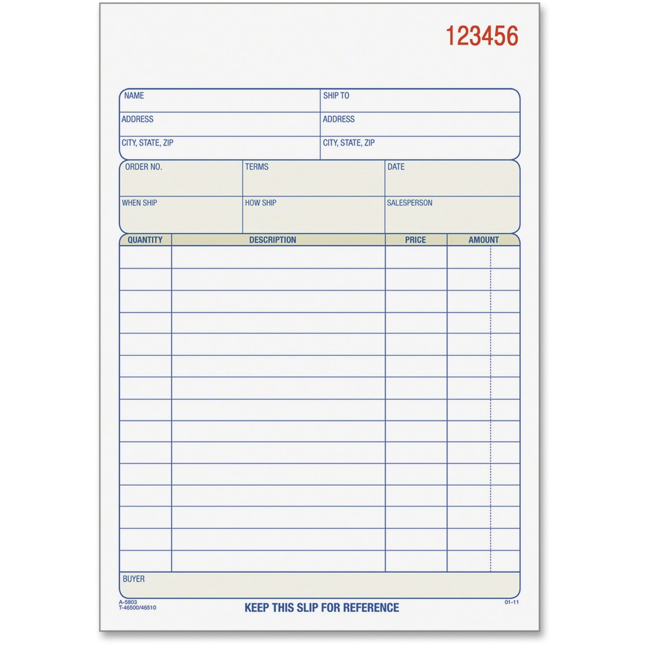 TOPS, TOP46510, 3-part/15-item Sales Order Book, 1 Each, White,Canary,Pink