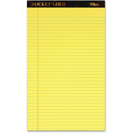TOPS, TOP63986, Docket Gold Legal Rule Canary Writing Tablet - Legal, 6 / Pack