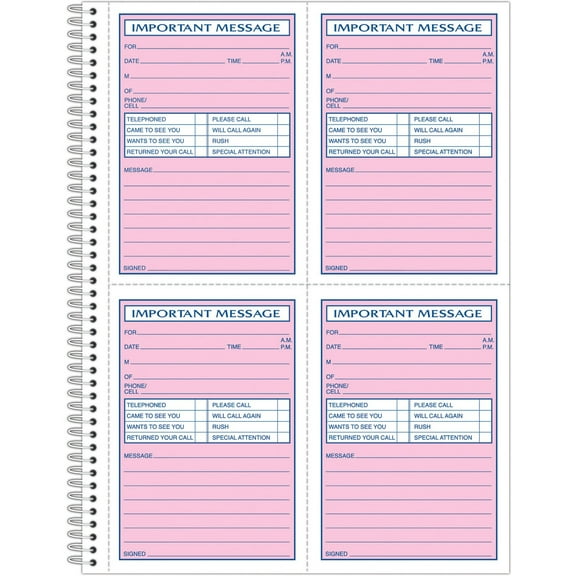 TOPS, TOP4005, Carbonless Important Message Book, 1 Each, White