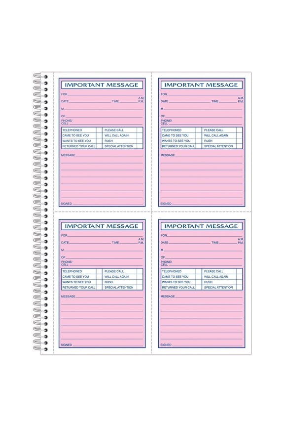 , TOP4005, Carbonless Important Message Book, 1 Each, White